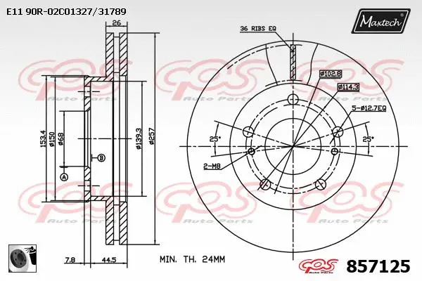 Piston, brake caliper (72952008)