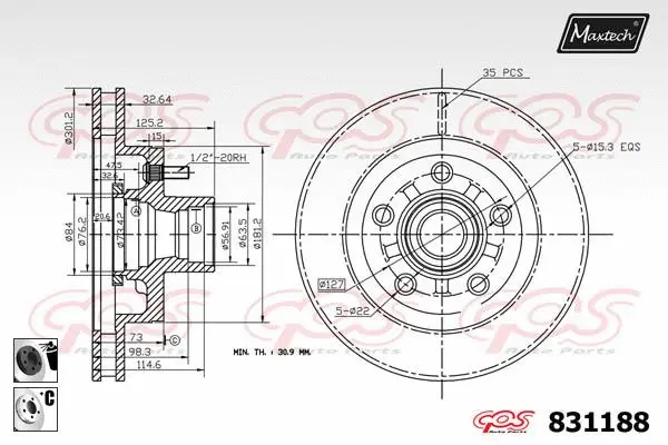 Piston, brake caliper (72954056)