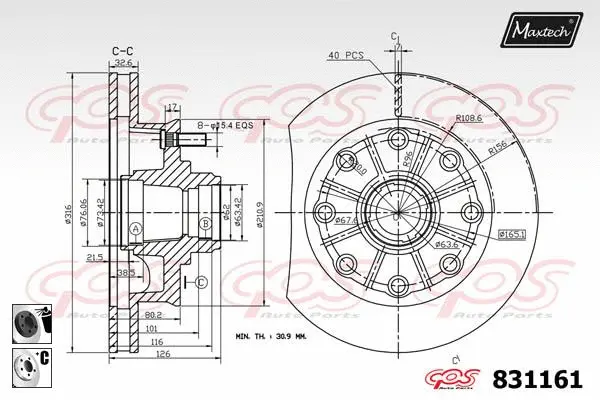 Piston, brake caliper (72951029)