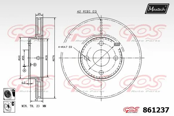 Piston, brake caliper (72942011)