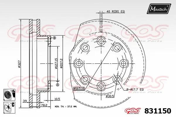 Piston, brake caliper (72936032)