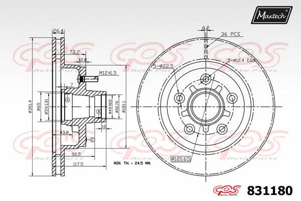 Piston, brake caliper (72957047)