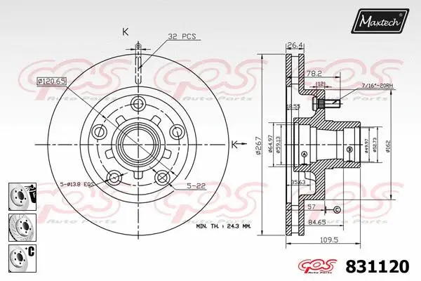 Piston, brake caliper (72944036)