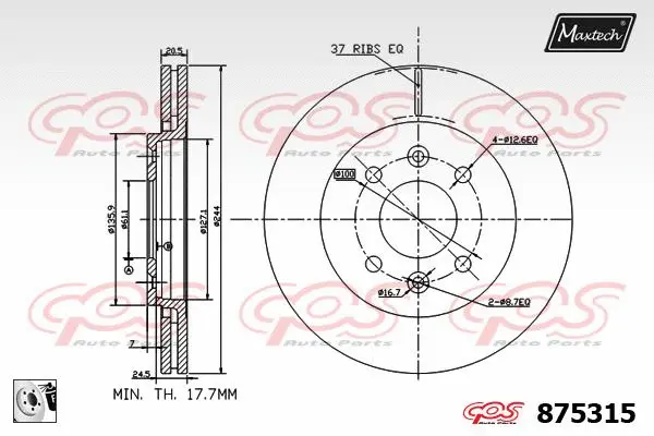 Piston, brake caliper (72960004)