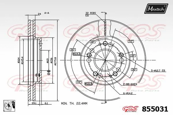 Piston, brake caliper (72942044)