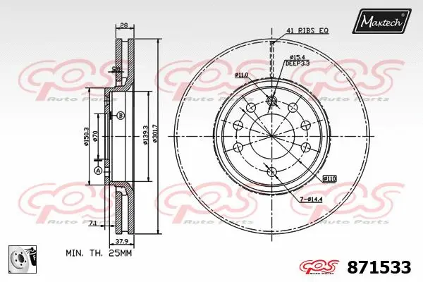 Piston, brake caliper (72960040)