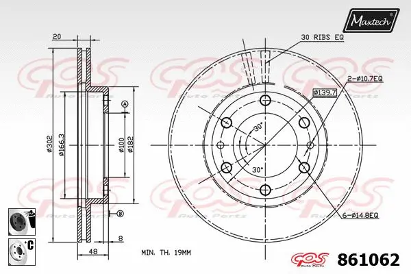 Piston, brake caliper (72944019)
