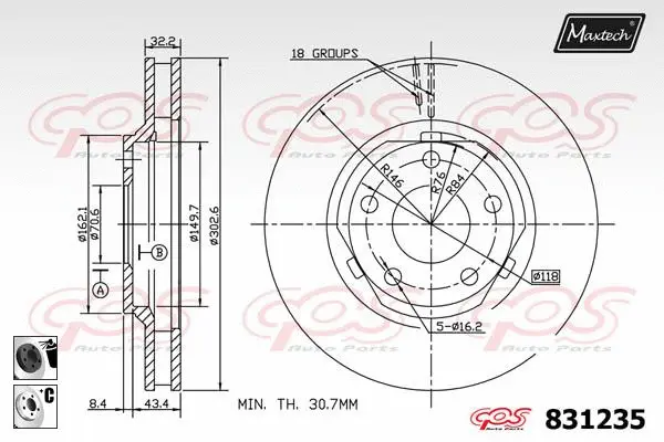 Seal, brake caliper piston (70180040)