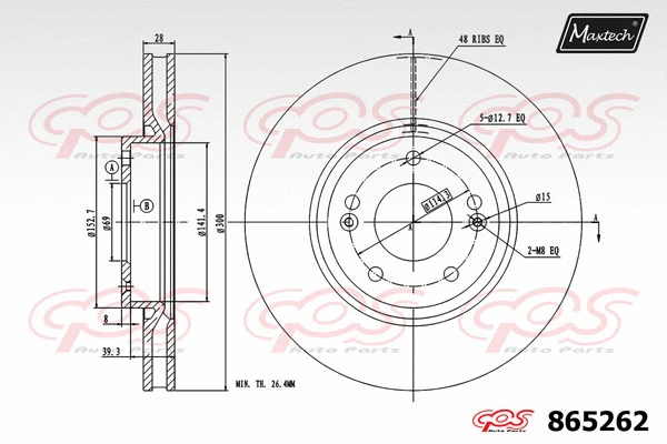 Piston, brake caliper (72943003)