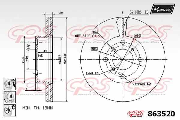 Piston, brake caliper (72938025)