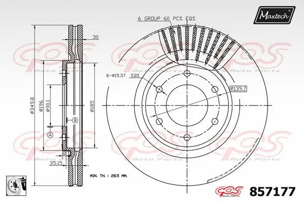 Piston, brake caliper (72935008)