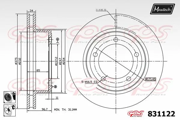Piston, brake caliper (72948052)