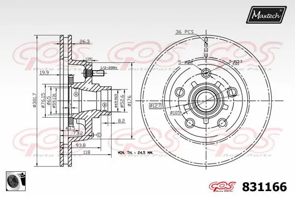 Piston, brake caliper (72940037)