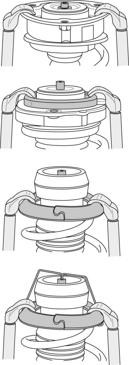 Expansion set, spring pre-tensioning tool