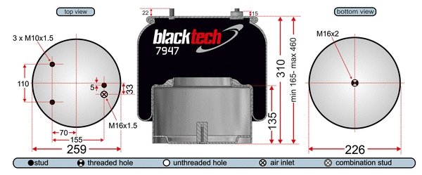 Bellow, air suspension (RML7947C1)