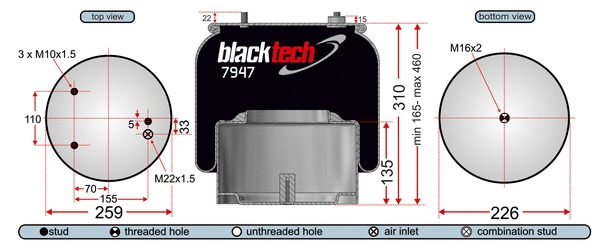 Bellow, air suspension (RML7947C9)
