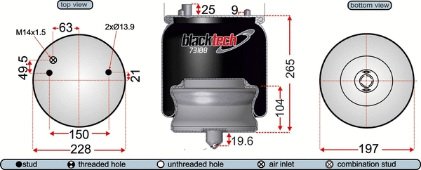 Bellow, air suspension (RML73108C)