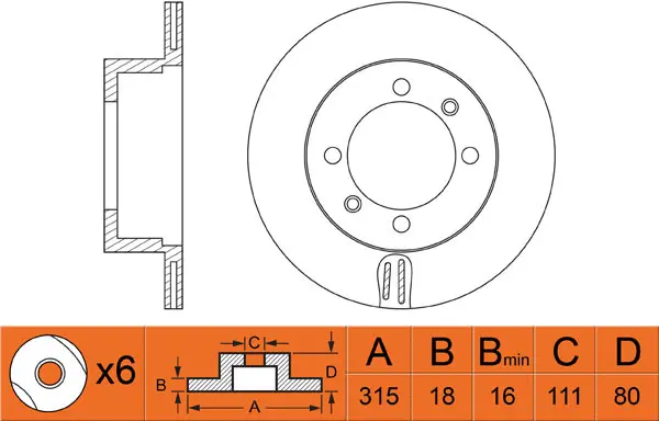 Brake Disc (FR0351V)