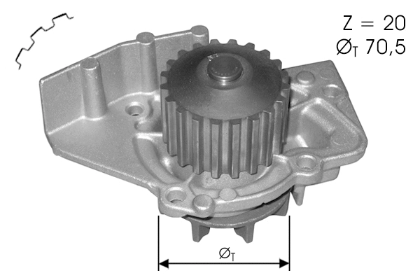 Water Pump, engine cooling (TOP12600003)