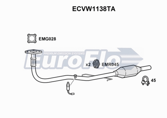Catalytic Converter (ECVW1138TA)