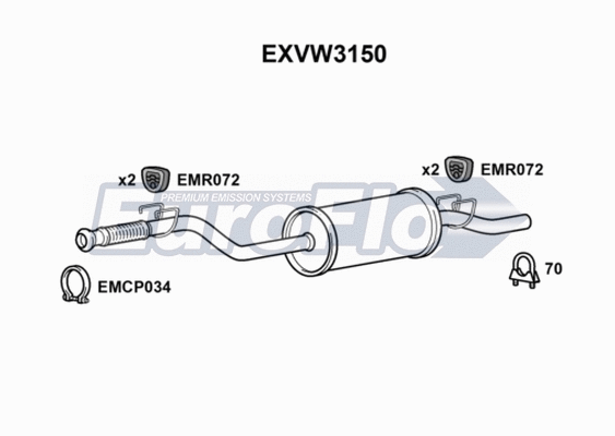 Centre Muffler (EXVW3150)