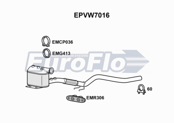 Soot/Particulate Filter, exhaust system (EPVW7016)