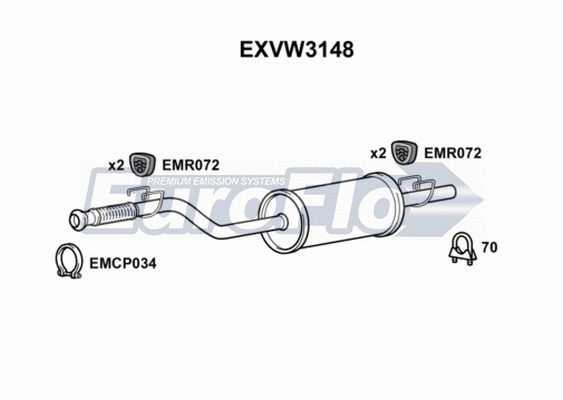Centre Muffler (EXVW3148)