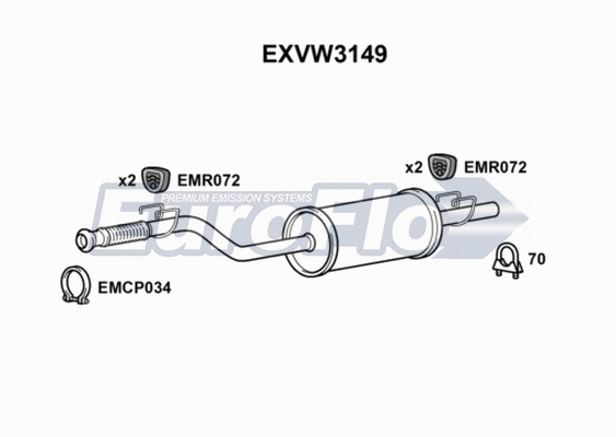 Centre Muffler (EXVW3149)