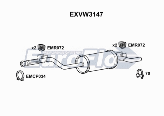 Centre Muffler (EXVW3147)