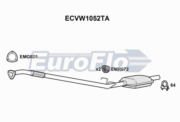 Catalytic Converter (ECVW1052TA)