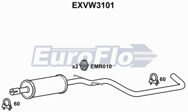 Centre Muffler (EXVW3101)