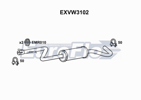 Centre Muffler (EXVW3102)