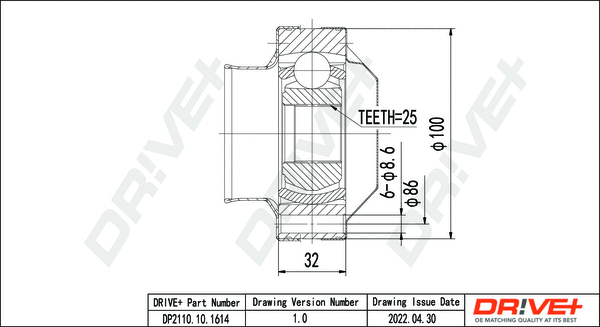 Joint Kit, drive shaft (DP2110.10.1614)