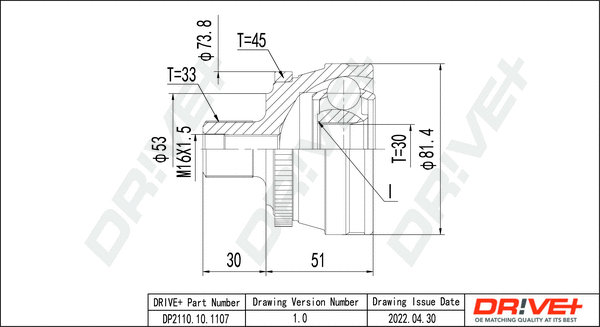 Joint Kit, drive shaft (DP2110.10.1107)