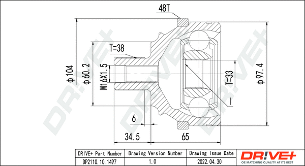 Joint Kit, drive shaft (DP2110.10.1497)