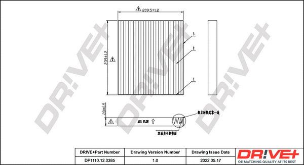 Filter, cabin air (DP1110.12.0385)