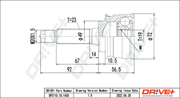 Joint Kit, drive shaft (DP2110.10.1450)