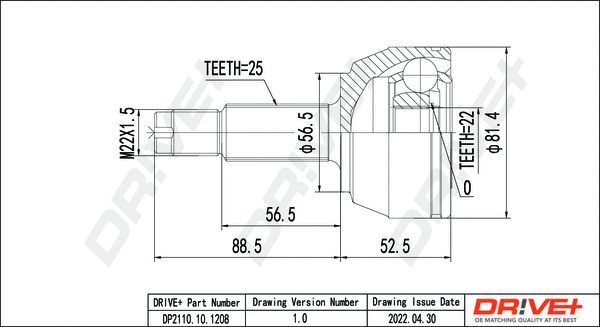 Joint Kit, drive shaft (DP2110.10.1208)