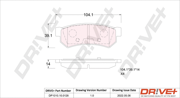 Brake Pad Set, disc brake (DP1010.10.0128)