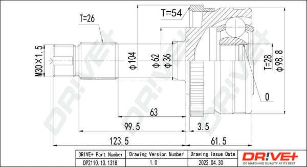 Joint Kit, drive shaft (DP2110.10.1318)