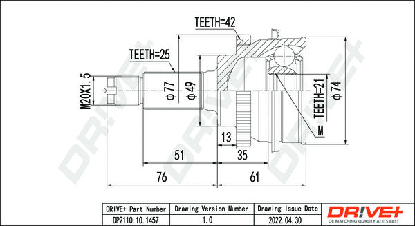 Joint Kit, drive shaft (DP2110.10.1457)