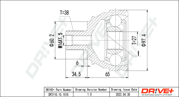 Joint Kit, drive shaft (DP2110.10.1510)