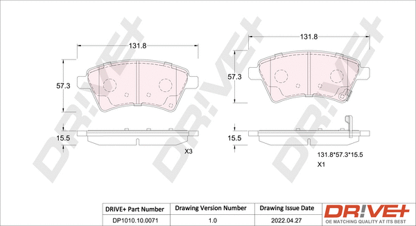 Brake Pad Set, disc brake (DP1010.10.0071)