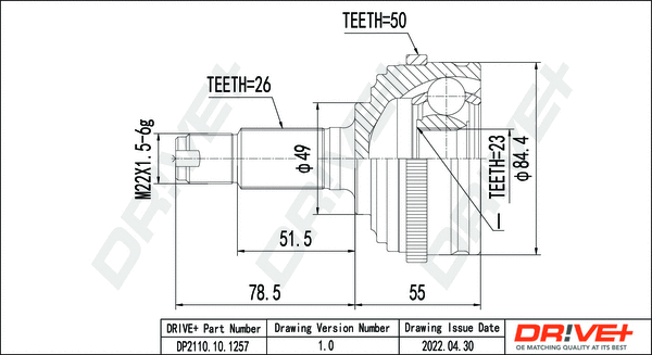 Joint Kit, drive shaft (DP2110.10.1257)