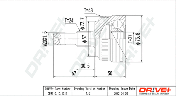 Joint Kit, drive shaft (DP2110.10.1315)