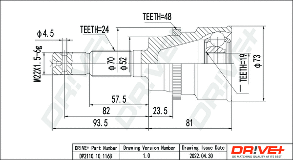 Joint Kit, drive shaft (DP2110.10.1168)