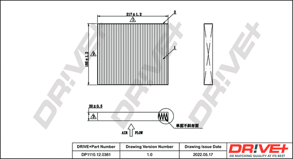 Filter, cabin air (DP1110.12.0361)