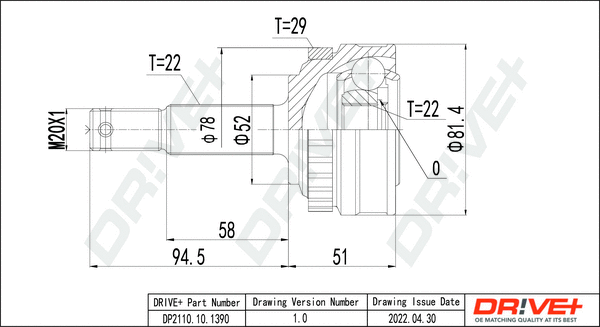 Joint Kit, drive shaft (DP2110.10.1390)
