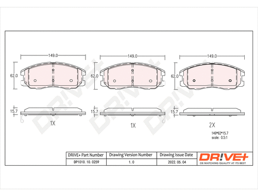 Brake Pad Set, disc brake (DP1010.10.0259)