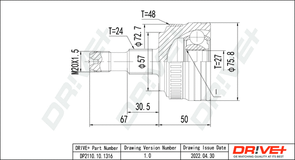 Joint Kit, drive shaft (DP2110.10.1316)